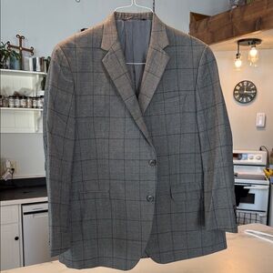 Classic Gray Plaid Men's Blazer